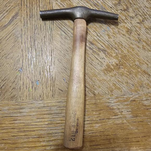 Vintage  G.W. Mount Brass Head Tack Hammer With Wooden Handle 6 Inch X 9 Inch so - Picture 1 of 8